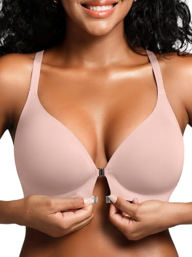 Image of Racerback Bras with Metal Magnetic Front Closure - S-XL Wireless for Women No Underwire Seamless Supportive Bralettes