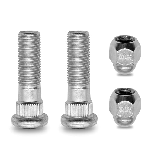 Image of 4 PCS Car M12 x 1.25 Steel Tire Screw Rod, Anti-Rust Wheel Stud and Lug Nut Kit, 28171AJ000 28365-FE001 Fastener Replacement Part, Compatible with Subaru Forester Outback Legacy (Silver)