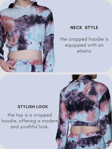 Image of GRECIILOOKS Co-ord Set for Women Stylish | Crop Top Fit Lycra Winter Hoodie set | Woolen Sweatshirts & Hoodies & T-Shirt For Girl | Printed Drawstring Trouser Clothes Hoodie with Pocket