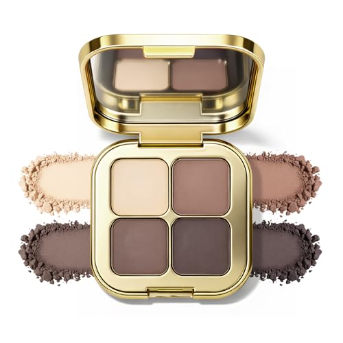 Erinde Palette Ombretti Opachi 4 Colori, Ombretti Altamente Pigmentati, Palette Make-up Professionale, Lunga Durata, Texture in Polvere Fine, Facile da Sfumare, per Trucco Occhi Naturale, #02