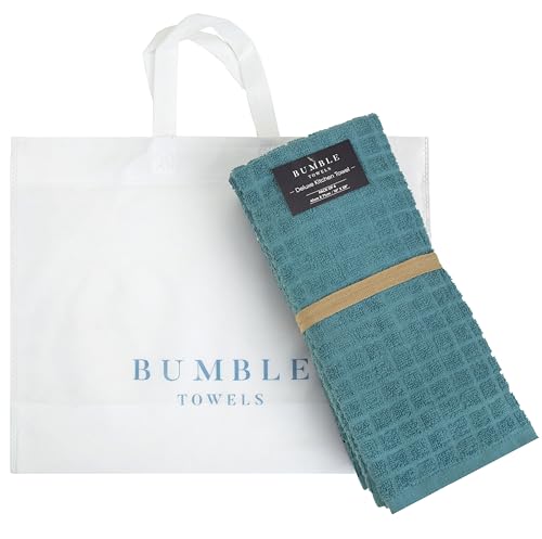 Image of Bumble Kitchen Towels (6 Pack) | 16 inch x 28 inch | 100% Cotton Kitchen Towels | 385 GSM | Soft, Highly Absorbent & Durable Dish Towels for Kitchen | Aqua