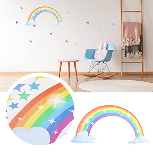 OTOTEC 2Pcs Wall Stickers Rainbow Star Sun Wall Decal Wall Decoration Creative PVC Wall Sticker Colourful Wall Decal for Baby Children Bedrooms Living Rooms Window - Image 2