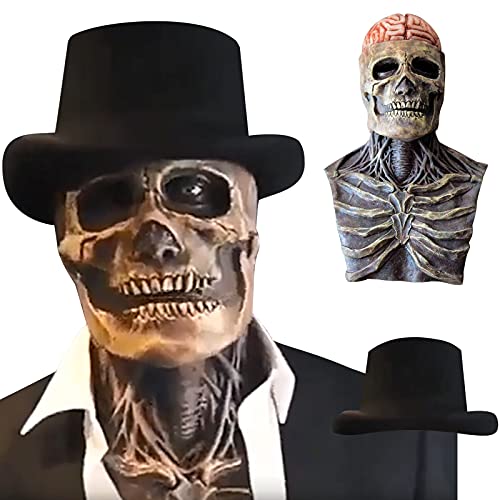 Bulex Skull Mask Scary Full Head Skeleton Headgear Creepy Biochemical Mask Realistic Halloween Cosplay Latex Horror Mask #TOP1