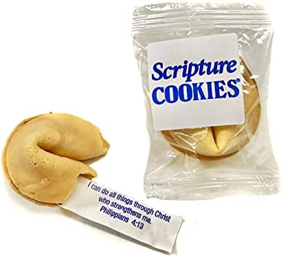 Scripture Cookies, Vanilla Flavored Bible Verse Fortune Cookie Clear Bag, 10 Count