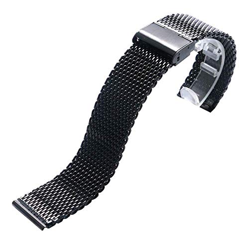 Bracelet de montre 20mm 22mm acier inoxydable noir boucle deploiement