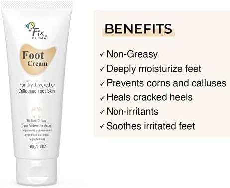 Fixderma Foot Cream with urea & Lactic Acid, Foot Cream for Cracked Heels and Dry Skin, Moisturizes And Soothes Feet, Heel Repair, Paraben & Sulphate Free, All Skin Types - 2.1 OZ
