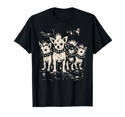 Vintage Punk Chihuahua Rock Chihuahua Mohawk Spiked Collar T-Shirt
