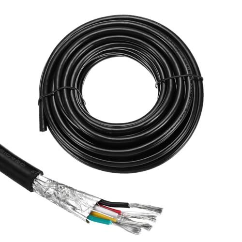 Image of sourcing map 1Pcs UL2464 Shielded Cable 22AWG 7.6m(25 Ft) 300V 5 Conductor PVC Electrical CNC Wire with Double-Layer Shielding for Home Appliances, Automotive Wiring