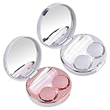 Naapesi 2Pcs Caja de Lentes de Contacto Kit de Viaje, Estuche para Lentes de Contacto con Espejo, Portátil Caja para Lentillas, Mini Estuche Lentillas con Pinza, Aplicador Palo, Botella de Solución