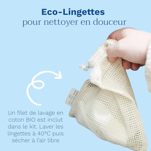 Mustela - Éco-lingettes 3+3 100% Coton Bio - Lingettes Bébé Réutilisables - Texture Double Face pour un Nettoyage Optimal - Composées de Coton Certifié GOTS - Gamme Hygiène Bébé - 3x12 cm et 3x10 cm