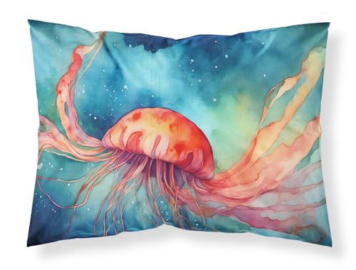 Caroline's Treasures DAC2788PILLOWCASE Jellyfish Standard Pillowcase Lightweight Super Soft Easy Care Decorative Artwork Pillowcase, Standard