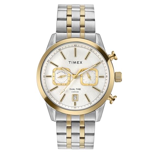 TIMEX Analog Watch for Man with Silver-Tone Round Dial & Multicolor Stainless Steel Bracelet Band Water Resistant Men