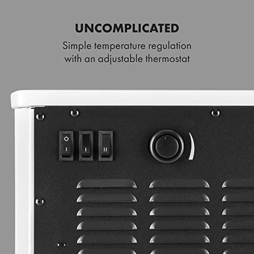 Klarstein Bormio Panorama - Electric Fire, Electric Fireplace, Electric Fire Place, Heating upto 2000W, 3 Part Panoramic Window, Thermostat, Overheating Protection, Storage Space, White