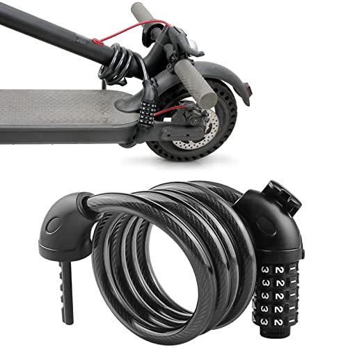 Seway Scooter Lock Cable for Xiaomi Mijia M365 ES Series Segway Ninebot Bicycle Combination Locks Coiled Chain Lock Basic Self Coiling Core Steel Wire 4 ft. Long 1/3 inch Fit for M365/ES1/ES2/ES3/ES4