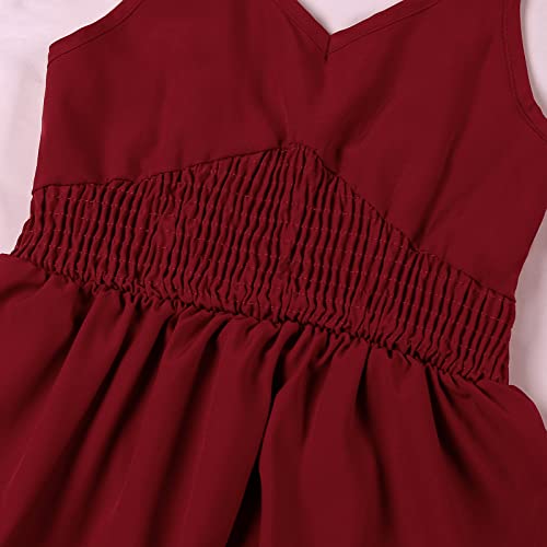 Jetfree Girls' Special Occasion Dress Tie Shoulder Sleeveless Ruffle Party Dress A-Line Swing Dress For 8-14 Years Kids(12-13T) #TOP5