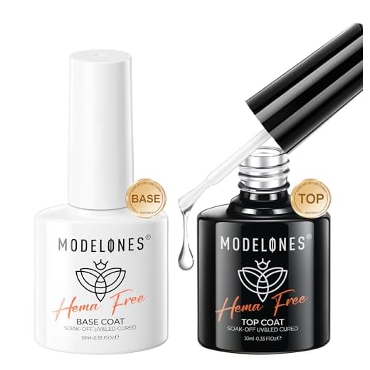 Modelones Base Coat Top Coat UV LED Gel Nagellack Set, 2×10ml Gellack Unterlack & Überlack No Wipe Top Coat Set Nägel Maniküre Kit