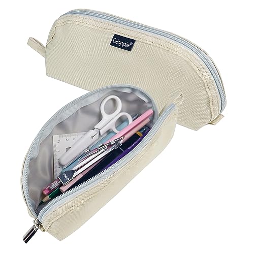 Image of Gloppie Pencil Pouch - Practical Pencil Case, Aesthetic Simple Pencil Bag, Small Pen Holder, Back to School Supplies for Girls Boys, Off White