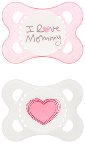 Image of MAM Original Baby Pacifier, Nipple Shape Helps Promote Healthy Oral Development, Sterilizer Case, 2 Pack, 0-6 Months, Love & Affection/Girl