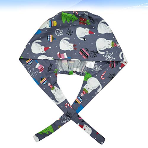 Kesyoo Hats Unisex Bouffant Hat Adjustable Cotton Sweatband Cap Sweat Absorbing Strap Hat Christmas Snowman Cat Printed Working Hat For Salon Restaurant Factory Hooey Hats #TOP5