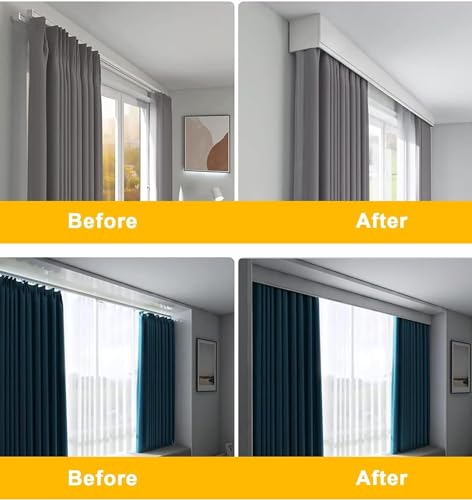 Cenefa de cortina de techo duradera para ocultar rieles y decorar ventanas correderas 7