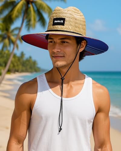 Image of Hurley Men's Straw Hat - Bayside Lifeguard Straw Sun Hat