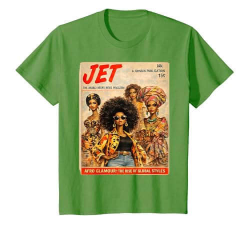 Afro Glamour – Vintage Black Women Cover Art T-Shirt, Youth, Grass Green, Large