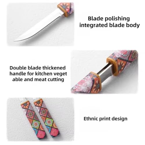 Image of Wizbiz 2-in-1 Dual Blade Kitchen Knife D2 Steel Sharp Blade with Sheath - Ebony Handle Stainless Steel Multipurpose Knife Perfect for Fruit Vegetable Cutting, Gifting