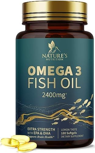 Omega 3 Fish Oil with 3X Strength EPA & DHA Highest Potency | Brain Support, Brain & Nervous System Health, Hair, Skin & Nail Health Support Supplements | 2400mg – 180 Softgels Omega 3 Fish Oil with 3X Strength EPA & DHA Highest Potency | Brain Support, Brain & Nervous System Health, Hair, Skin & Nail Health Support Supplements | 2400mg – 180 Softgels