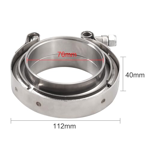 LinaLife 2pack 3.0 Inch V Band Clamp Stainless Steel with Flange Flat Mild Steel Male Female Flange Assembly