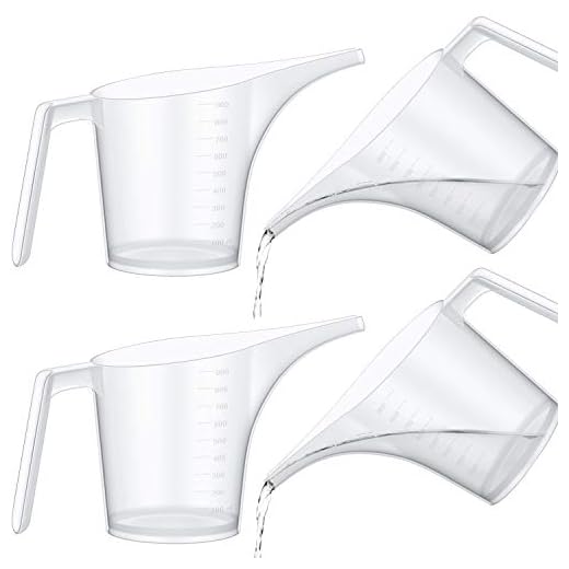 Funnel Pitcher Pancake Batter Pitcher Long Spout Measuring Cup Measure Fill for Soap Cakes Making, 3.5 Cups/ 28 Ounces/ 900 ml (4)