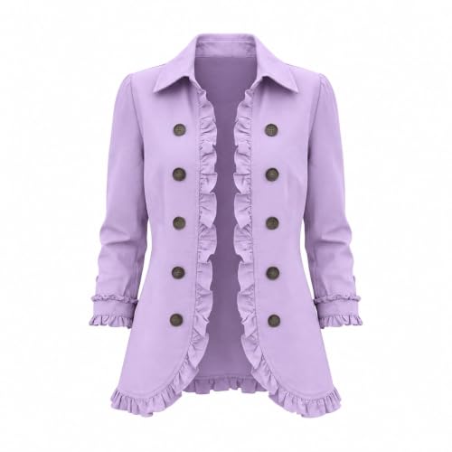 Light Fall Jackets For Women Dressy Open Front Lapel Ruffle Peplum Outwear - image 4