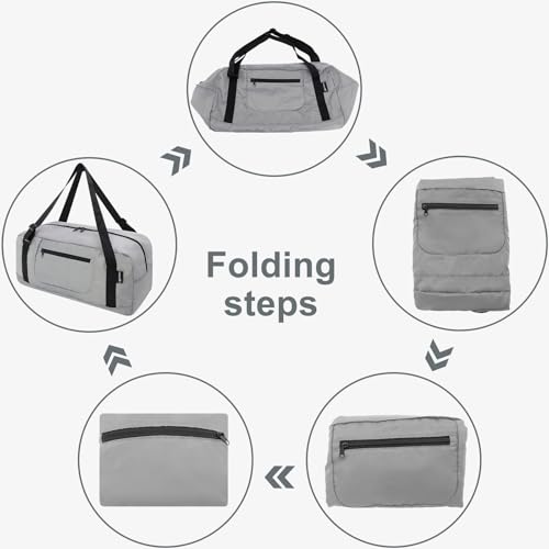 Image of HOLYLUCK Foldable Travel Duffel Bag For Women & Men Luggage Great for Gym -Light grey