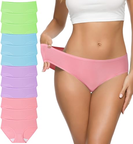 Image of Eiggam Women's Cotton Bikini Panties,High-Cut Full Coverage Stretch Cool Underwear for Women