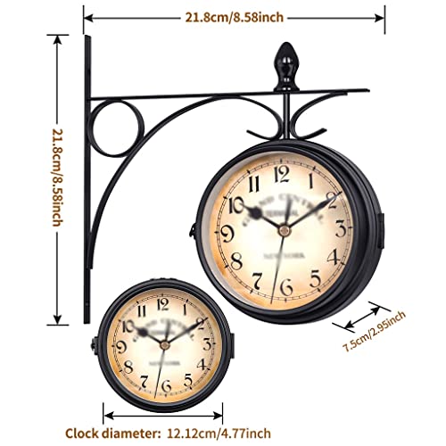 Horloge murale extérieure suspendue face vintage en métal de jardin