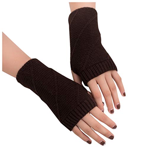 XBKPLO Winter Knit Gloves Touchscreen Half Finger Flat Gloves For Women Winter Knitted Stretch Fingerless Touchscreen