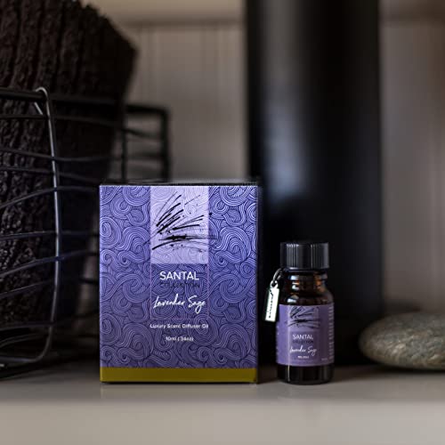 Santal Lavender Sage Diffuser Oil Air-Scent Fragrance For Aroma Oil Diffusers - 10 Milliliter (.34 Oz) Bottle With Scent Dropper #TOP2