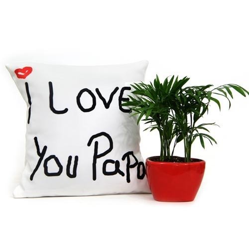 Dad Cushion n Green Palm Plant Cushion 1, Filler 1, Plant 1, Vase 1