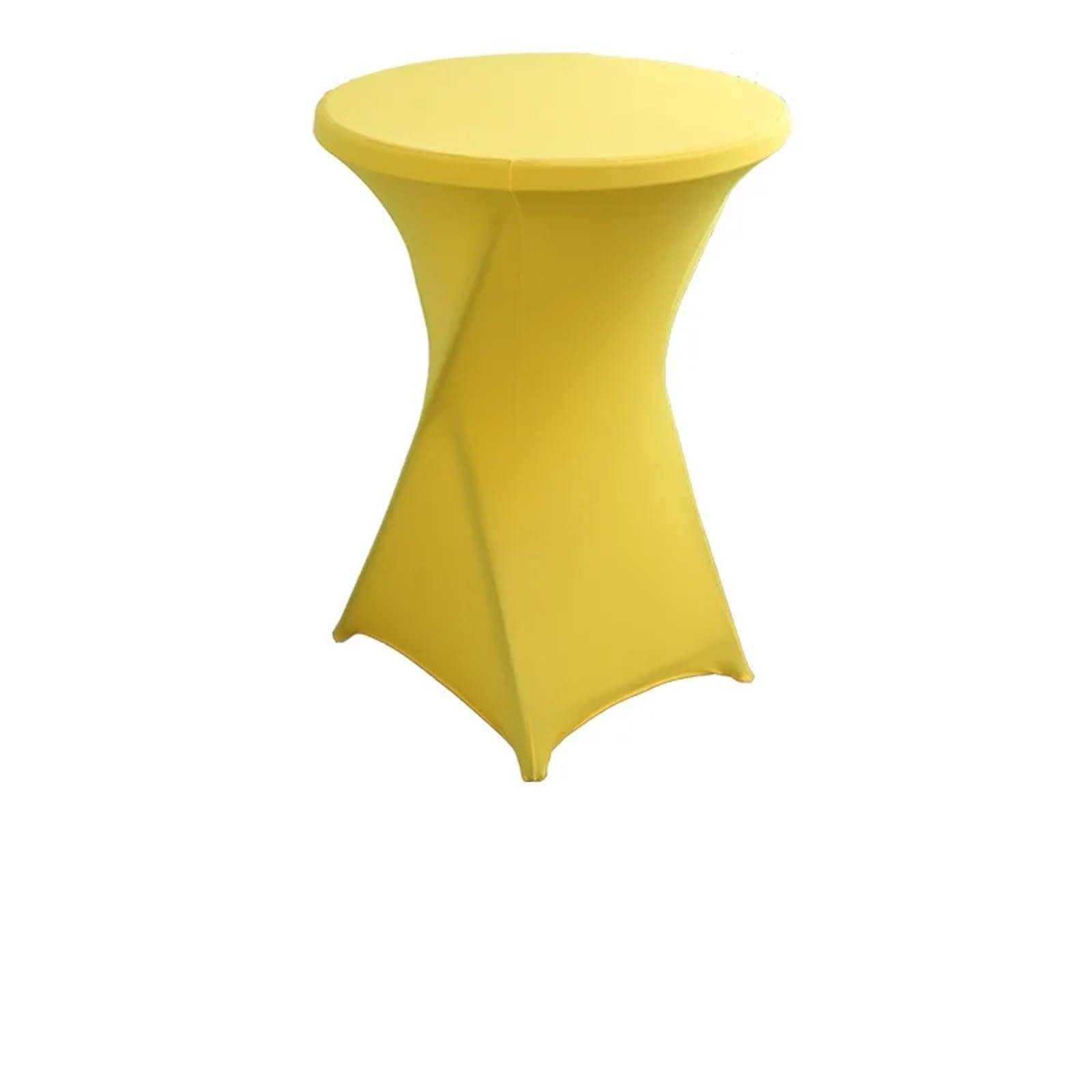 Nappe de table extensible ronde jaune 70x110cm en polyester solide pour mange-debout