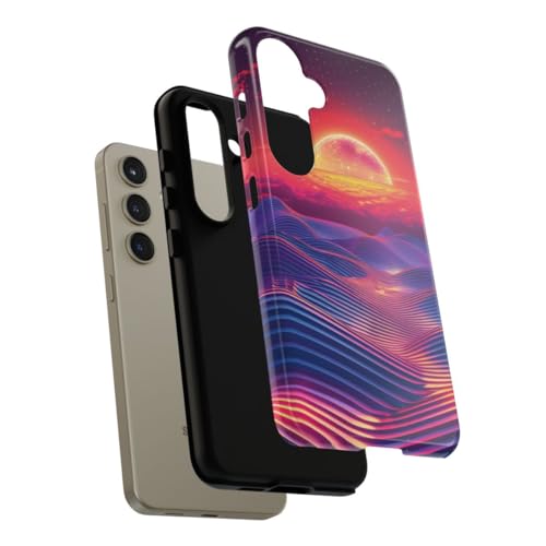 Coque Samsung S24 bleue rigide brillante Vivid Sunset Waves