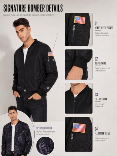 GEEK LIGHTING Bomber Jacket Men Lightweight Windbreaker Jacket Casual Stylish Mens Zip Up Coat Fall Spring Outdoor Pilot Flight Jacket - image 4