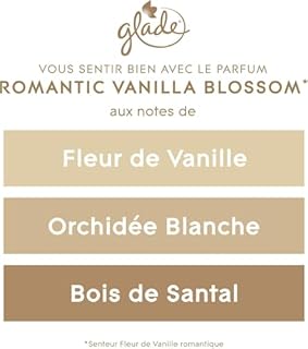 Glade Bougie Vegan Parfum Infusé Huiles Essentielles - Nouvelle Formule Sans Huile De Palme - Romantic Vanilla Blossom - 1 Bougie