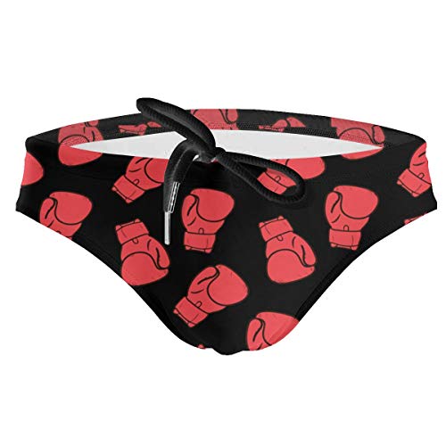 NiYoung Men & Boy's Low Waist Swimwear Bikini Briefs Tie Rope Boxing Gloves