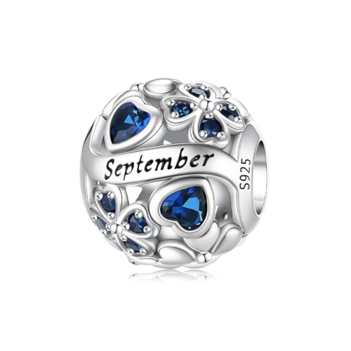 Aurevella Ciondolo con Pietra Natale a Forma di Quadrifoglio Portafortuna, Ciondolo in Argento Sterling 925, Compatibile con Bracciali e Collane Europei e Americani, Regalo di Compleanno per Donna