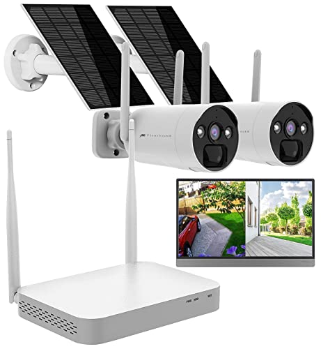 VisorTech DVR: 2K-Festplatten-Überwachungsrekorder + 2 Solar-Akku-Kameras, HDMI, App (Kamera Solar, Outdoor Überwachungssystem, Videoüberwachung Digital)