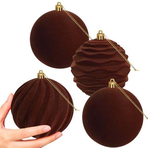 Miaikoe 4 PCS Große Samt Weihnachtskugeln Ornamente zerstörungsdicht...
