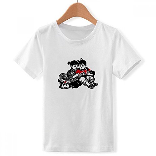 T-shirt blanc ras du cou patriotisme pour garçon en coton confortable taille M