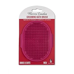 Warren London Grooming Bath Brush for Dogs and Cats – Red