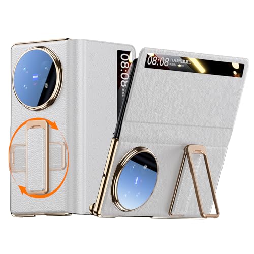 Étui en cuir Vivo X Fold 5 2025 blanc avec béquille et fenêtre