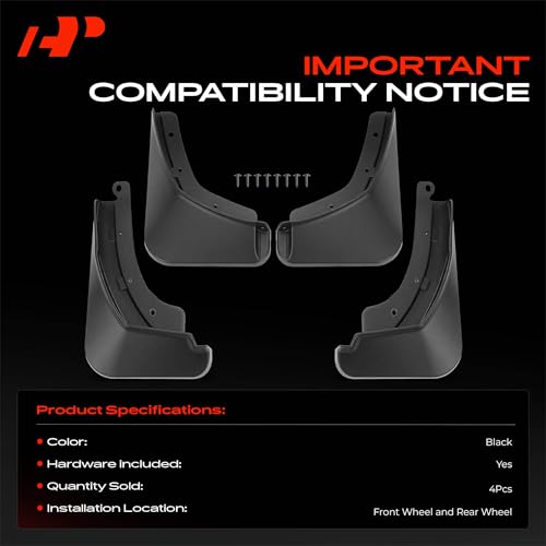 Image of A-Premium Mud Flaps Compatible with Chevrolet | for Chevrolet Trax 2024, No Drilling Required Mud Guards with Hardware Accessories, Set of 4 Front and Rear
