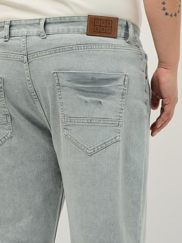 Image of Urbano Plus Men's Regular Fit Heavy Washed Denim Jeans Stretchable